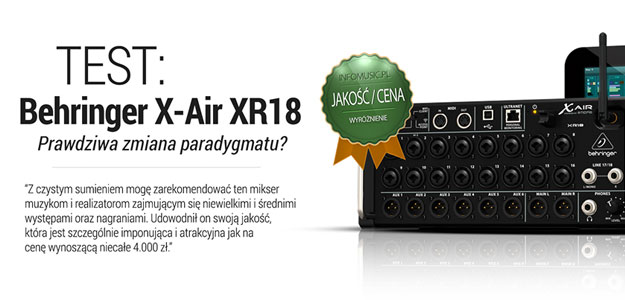 Mikser cyfrowy Behringer X-Air XR18 wyróżniony w teście Infomusic.pl