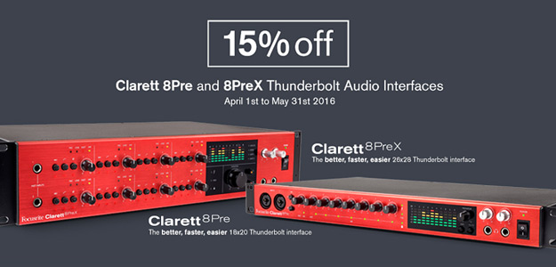 Interfejsy Clarett 8Pre i 8PreX 15% taniej - Promocja Focusrite