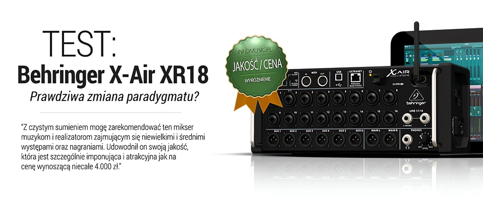 Mikser Behringer X-Air XR18 wyróżniony w teście Infomusic.pl