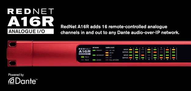 Rednet A16R - 16 kanałów analogowych I/O w sieci Dante od Focusrite
