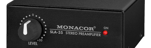 Wzmacniacz stereo dopasowujący poziom i impedancję: Monacor SLA-35