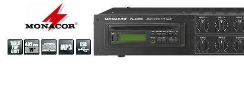 Monacor PA-930CD - wzmacniacz miksujący z odtwarzaczem CD